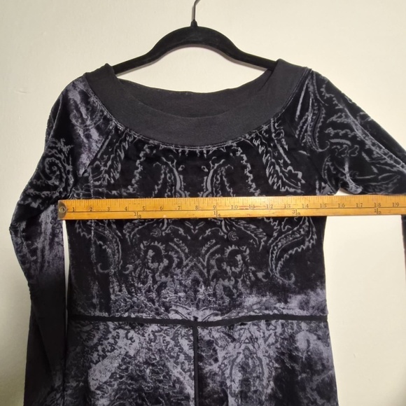 Fuzzi Jean Paul Gaultier Tribal Tattoo Shapewear Navy Velvet Longsleeve Dress L - Picture 7 of 9